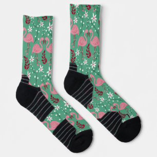 Chaussette Floral flamingo sans couture motif rose vert wrapp