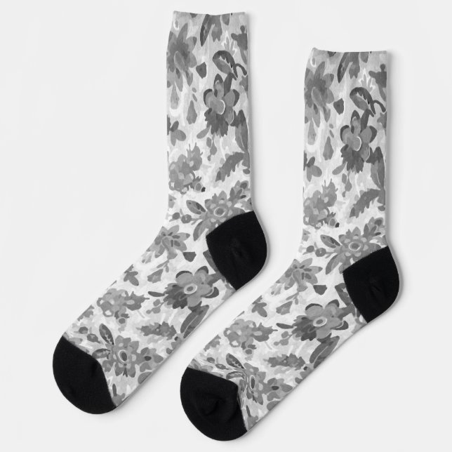 Chaussette Floral gris (Gauche)