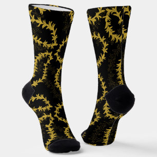 Chaussette Floral hawaïen Lei Garland à motif noir