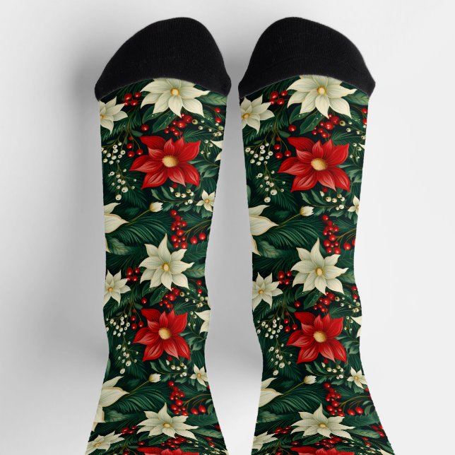 Chaussette Floral Motif de Noël (Haut)