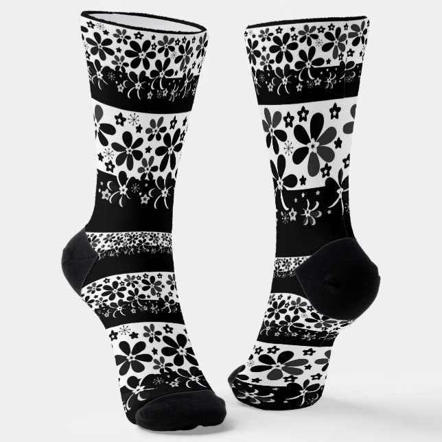 Chaussette Floral noir et blanc (Angulaire)