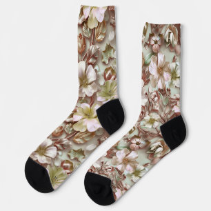 Chaussette Flore 3d stylisée en vert mousse