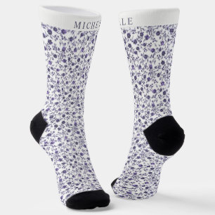 Chaussette Flore blanche sur mesure Lumière Violet violet fon