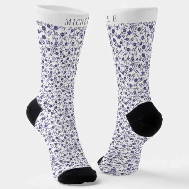 Chaussette Flore blanche sur mesure Lumière Violet violet fon (Angulaire)