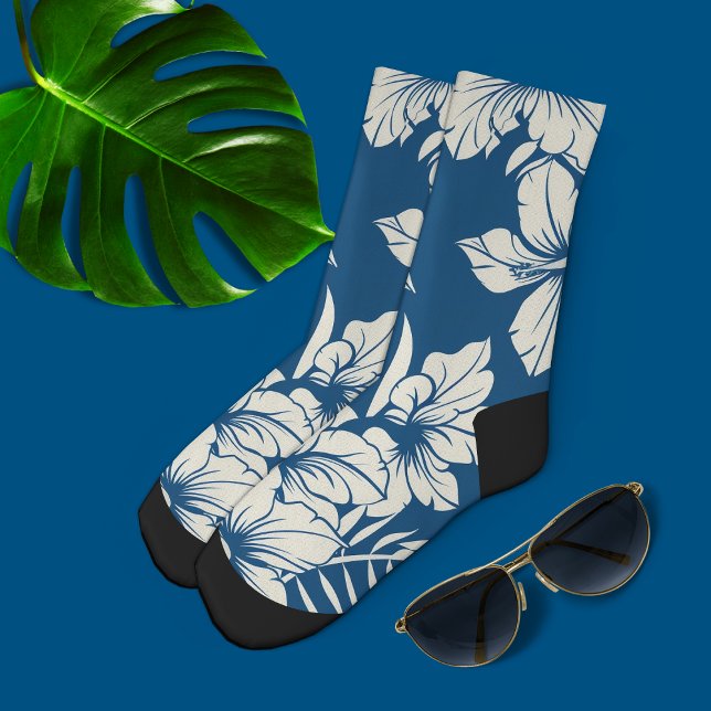 Chaussette Flore bleu tropical et blanc (Créateur téléchargé)