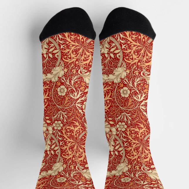 Chaussette Flore d'algues Art nouveau, corail profond Orange (Haut)