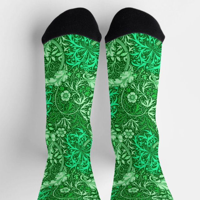 Chaussette Flore d'algues Art nouveau, vert émeraude (Haut)