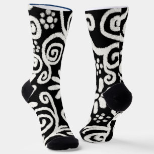 Chaussette Flore noir blanc & Fleurs Fleurs Fleurs Fleurs Fle