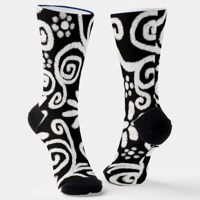 Chaussette Flore noir blanc & Fleurs Fleurs Fleurs Fleurs Fle (Angulaire)