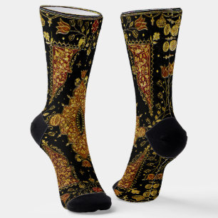 Chaussette Flore noire et or tombée