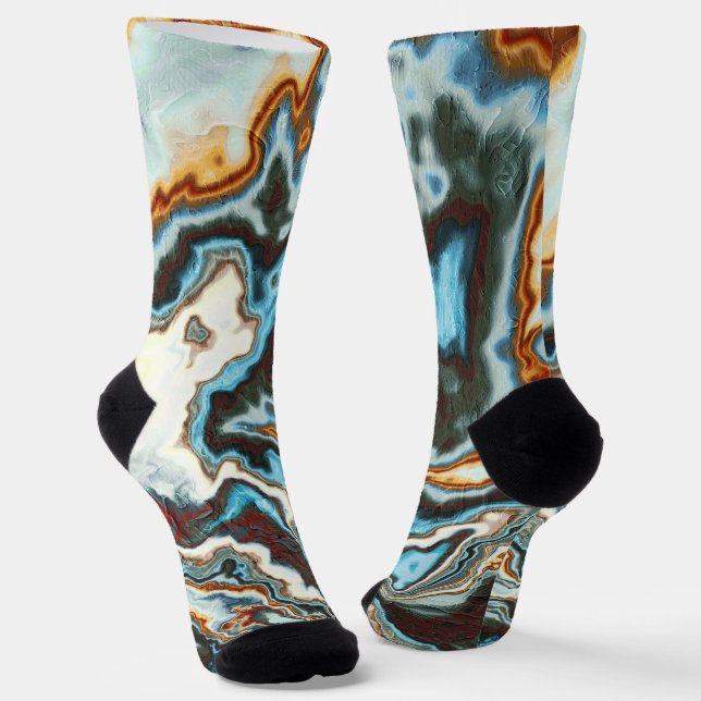 Chaussette Flux de marbre bleu rouille (Angulaire)