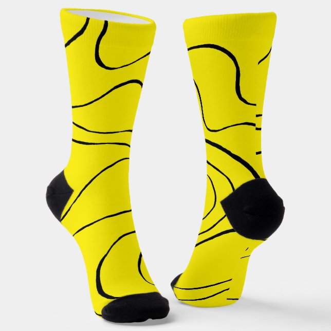 Chaussette Flux et reflux 2 en noir et jaune (Angulaire)