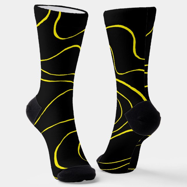 Chaussette Flux et reflux 2 en noir et jaune (Angulaire)