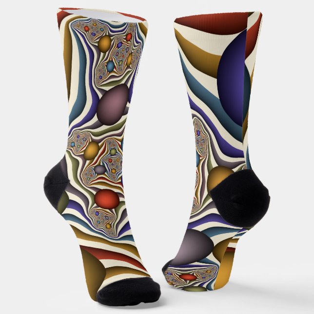 Chaussette Flying Up, Colorful Moderne Art Fractal Abstrait (Angulaire)