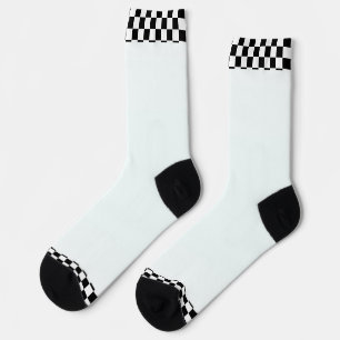 Chaussette Fond à carreaux noir et blanc blanc