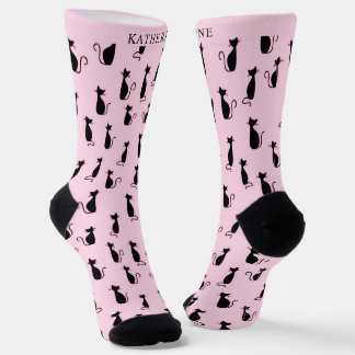 Chaussette Fond noir personnalisé rose doux Motif Cas
