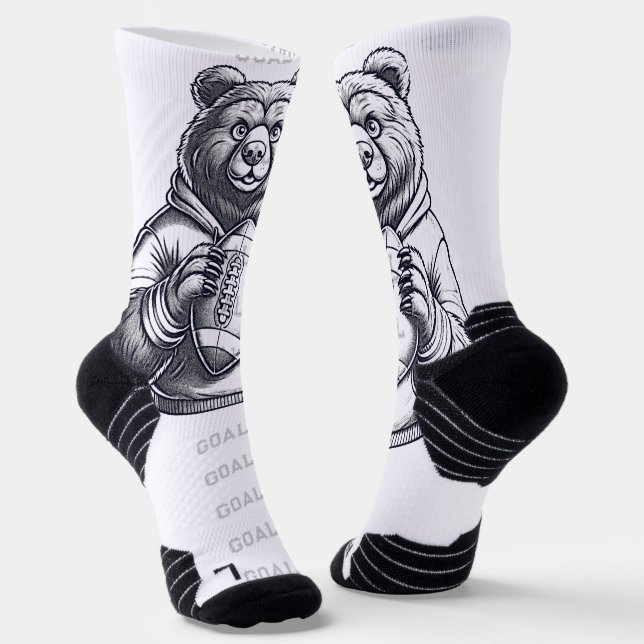 Chaussette Football américain ours moderne personnalisé (Angulaire)
