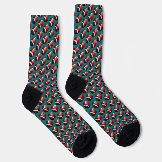 Chaussette Football Fanatic Sports Pattern Teal Background (Droite)