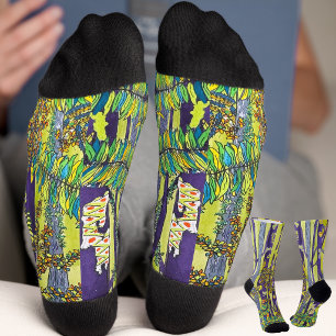 Chaussette forêt bleue aquarelle amusant ludique