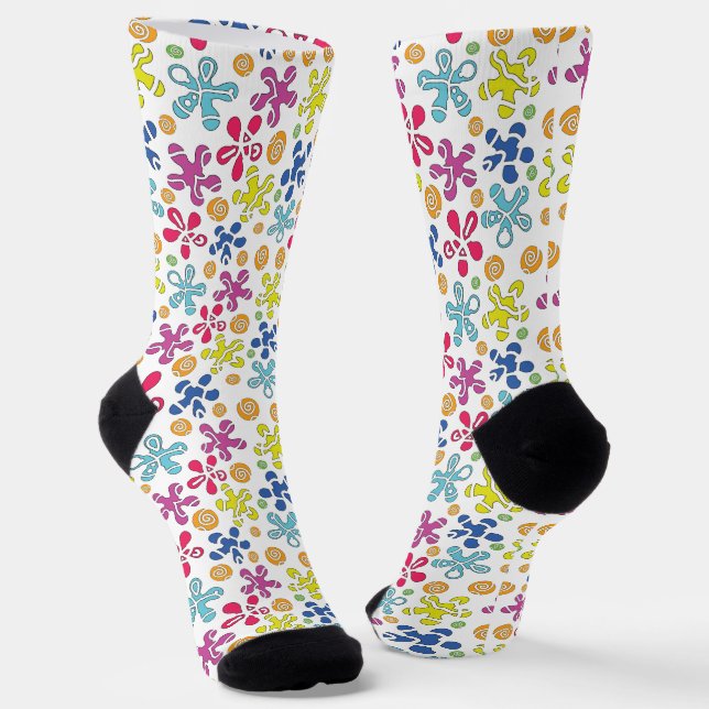 Chaussette Formes de gribouillis abstraits ludiques (Angulaire)