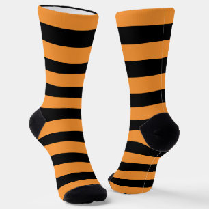 Chaussette Fou Noir Et Orange Gratté