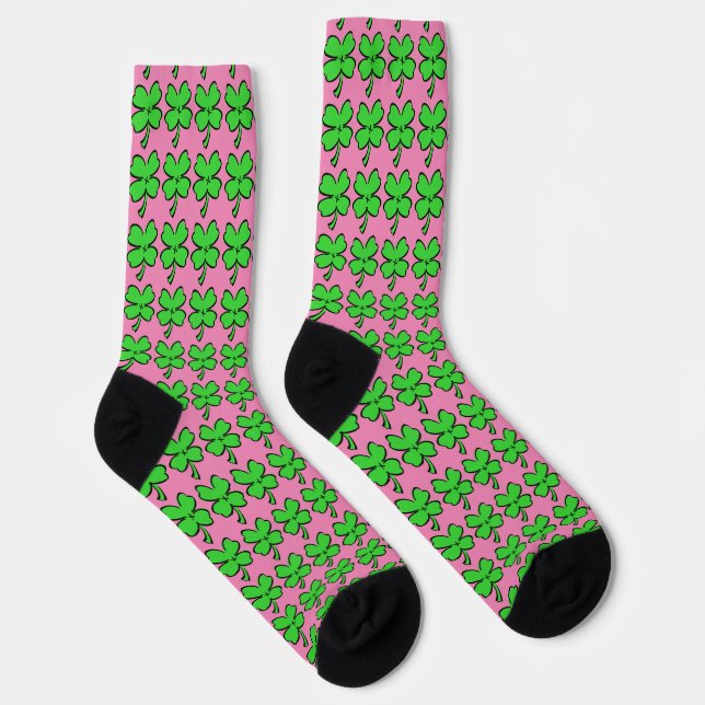 Chaussette Four Leaf Clovers St. Patrick's Day Lucky Pink (Droite)