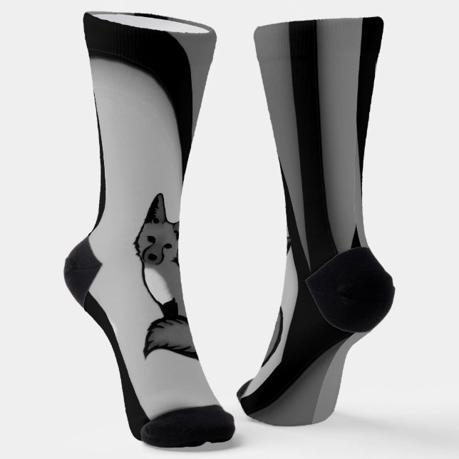 Chaussette Fox Design d'art moderne en argent (Angulaire)
