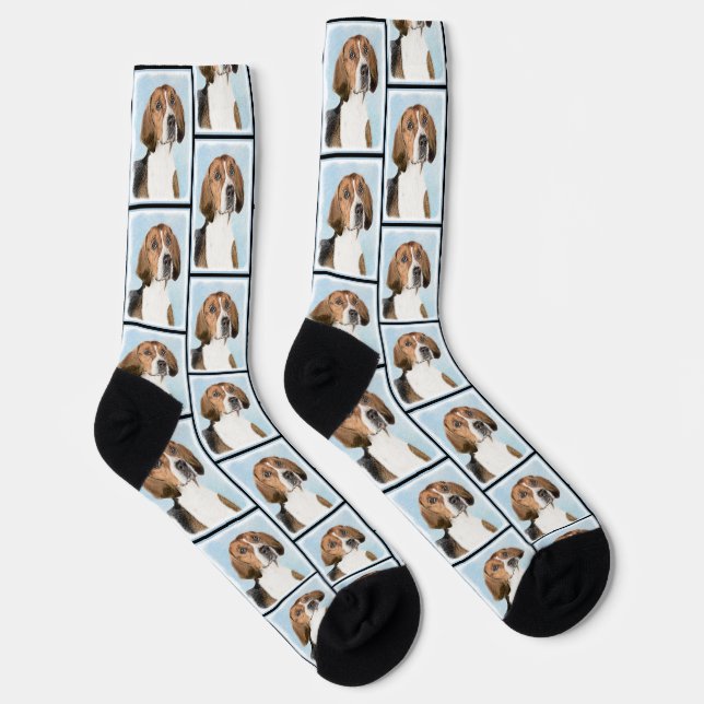 Chaussette Foxhound Painting Cute Original Chien Art (Droite)