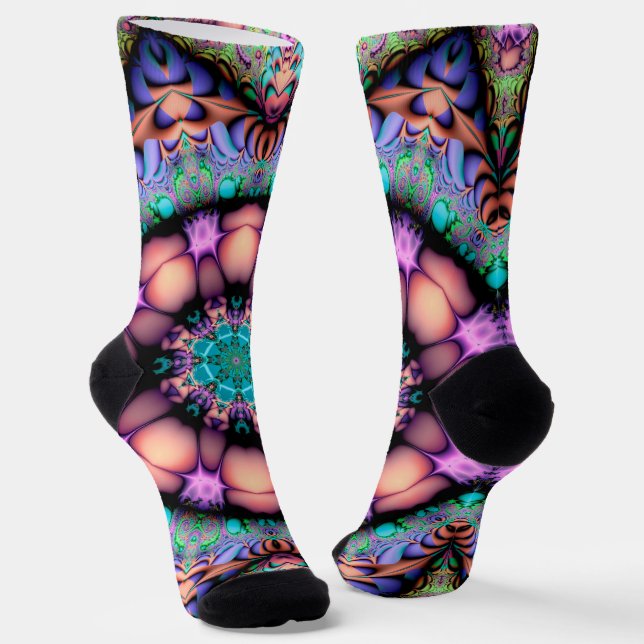Chaussette Fractal Mandala Floral Psychedelic (Angulaire)