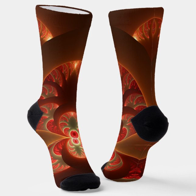 Chaussette Fractale orange rouge moderne abstraite lumineuse (Angulaire)