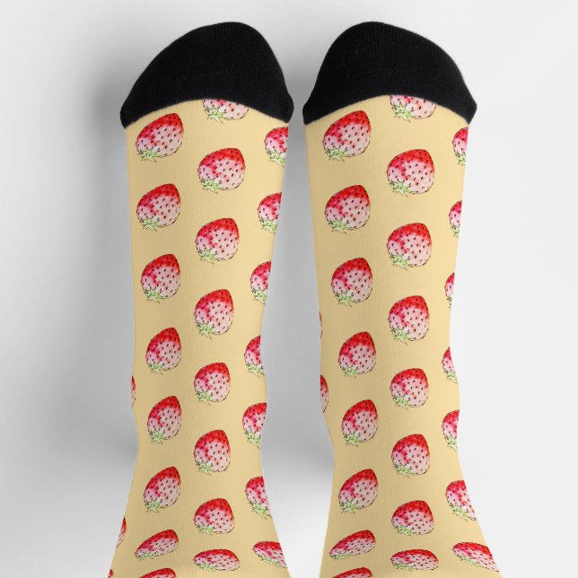 Chaussette fraise d'aquarelle jaune (Haut)