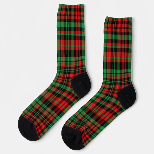 Chaussette Fraise Plaid Rouge Vert Noir Noël (Gauche)