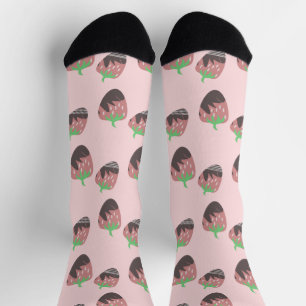 Chaussette Fraises couvertes de chocolat Fruits roses