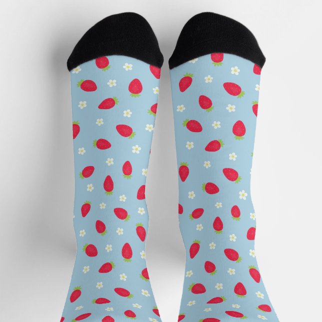 Chaussette Fraises d'été (grande échelle) Bleu (Haut)