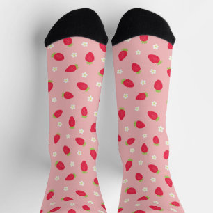 Chaussette Fraises d'été (grande échelle) Rose