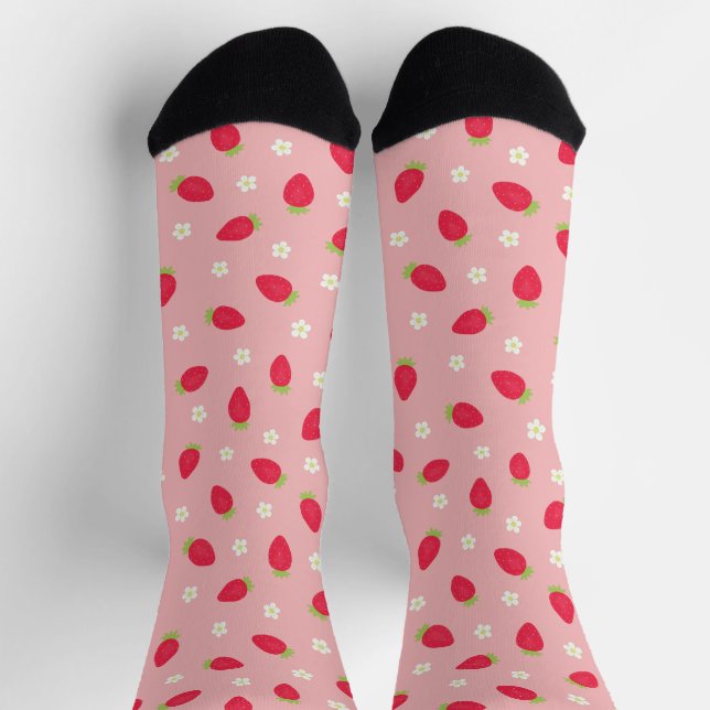 Chaussette Fraises d'été (grande échelle) Rose (Haut)
