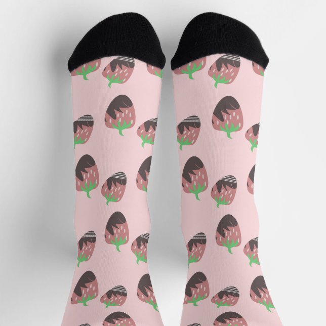 Chaussette Fraises roses recouvertes de chocolat (Haut)