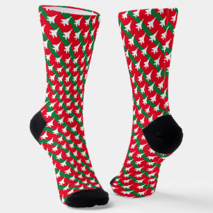 Chaussette Frappe verte et rouge F-15 Motif Noël