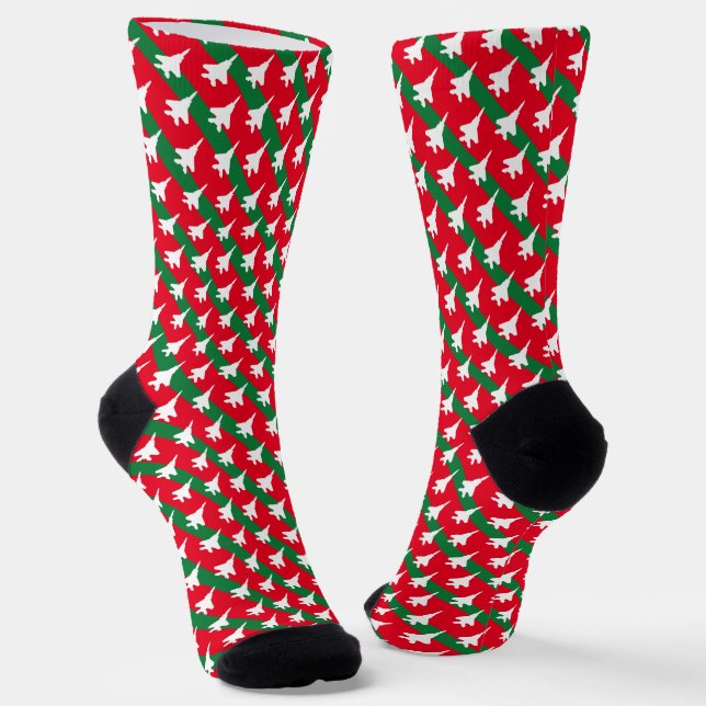 Chaussette Frappe verte et rouge F-15 Motif Noël (Angulaire)