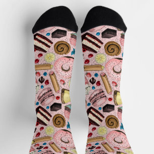 Chaussette Friandises sur fond rose