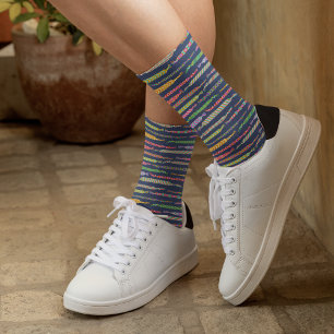 Chaussette Friendship Bracelets Pattern on Navy Blue