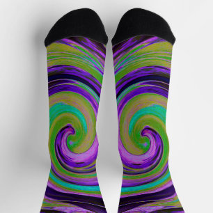 Chaussette Froid Violet Rétro et Tourbillon d'Art Liquide Cha