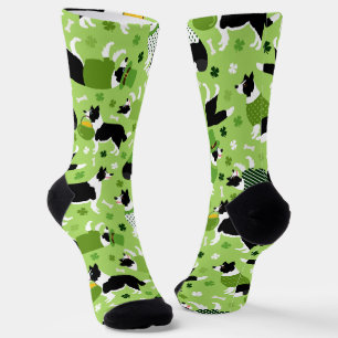 Chaussette Frontale de la Saint Patrick Collie Motif