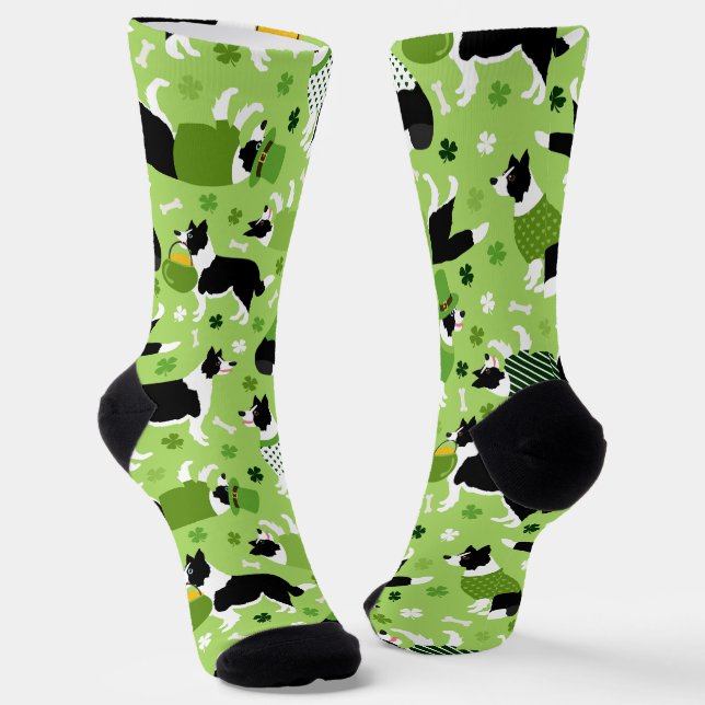 Chaussette Frontale de la Saint Patrick Collie Motif (Angulaire)
