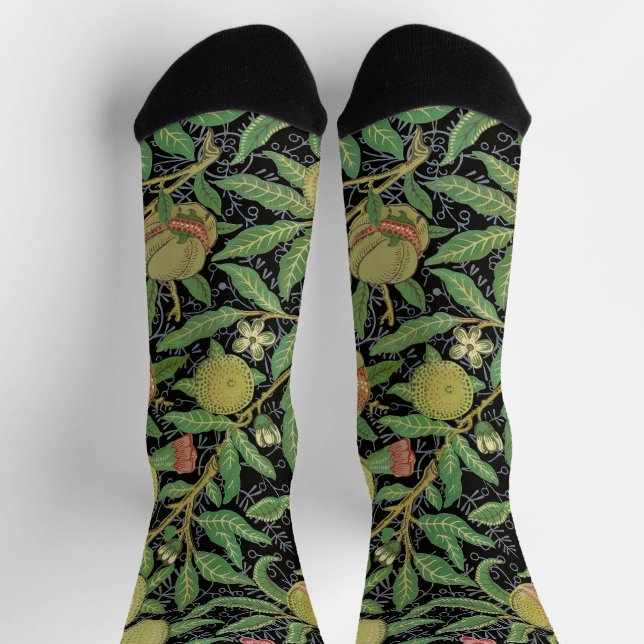 Chaussette Fruits de grenade foncée de William Morris (Haut)