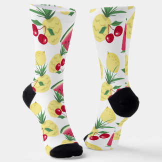 Chaussette Fruits et baies lumineux sur fond blanc.
