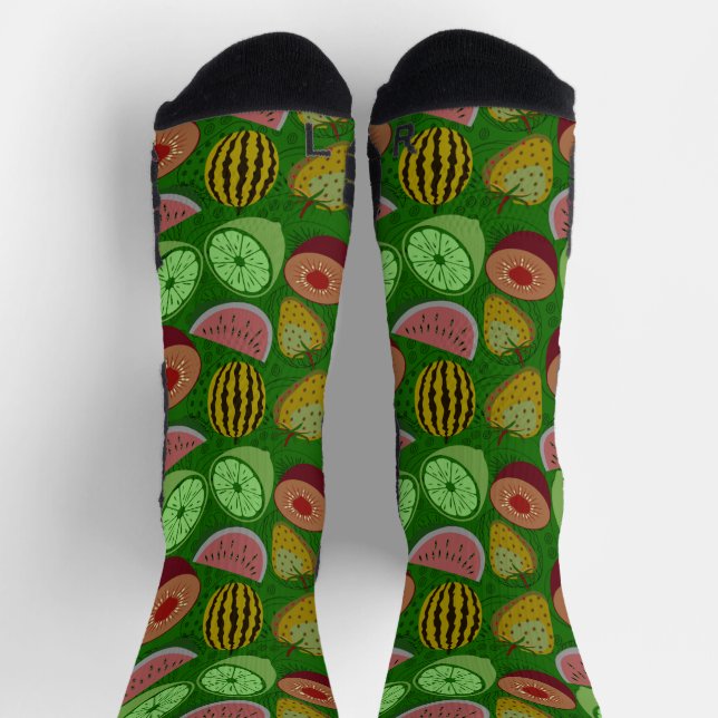 Chaussette Fruits tropicaux motifs et vert arrière - plan (Haut)