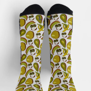 Chaussette Fruits tropicaux sans couture motif jaune et blanc