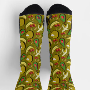 Chaussette Fruits tropicaux sans soudure motif jaune emballag