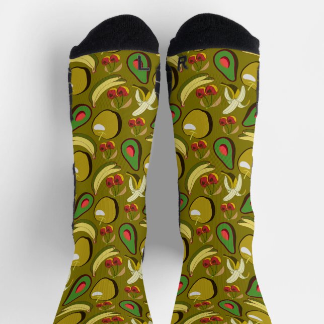 Chaussette Fruits tropicaux sans soudure motif jaune emballag (Haut)